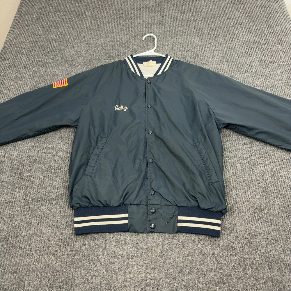 Vintage US Postal Service USPS Hartwell Bomber Jacket Mens M Navy Springfield MA